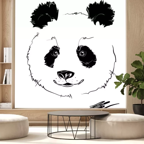 Sticker Pandabär auf schwarzem und weißem Porträt