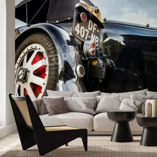 Fototapete Rückseite eines schwarzen Oldtimers