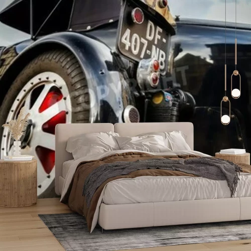 Fototapete Rückseite eines schwarzen Oldtimers