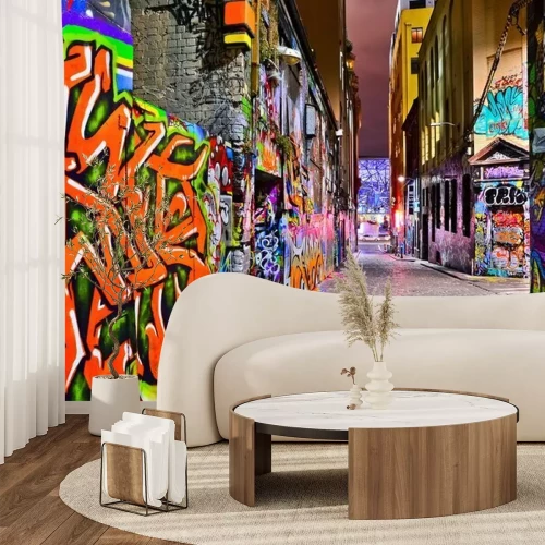 Fototapete Ansicht der bunten Graffitigrafik bei Hosier Weg in Melbourne