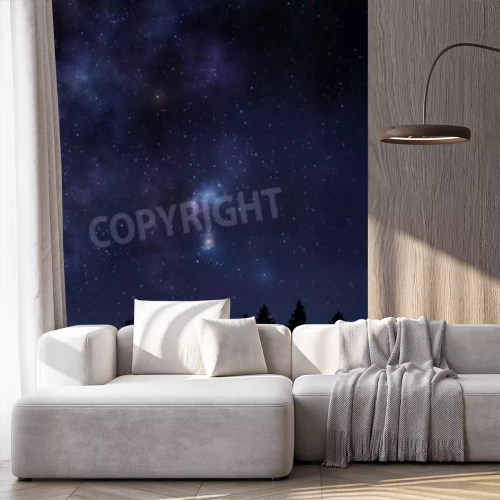 Fototapete Wald und Nachthimmel