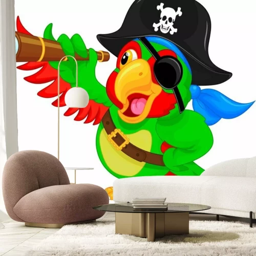 Sticker Piraten-Papageien-Karikatur