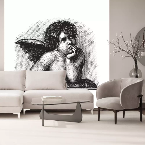 Sticker Raffaels Sixtinische Madonna Liebe Cherub, vektorisiert Gravur