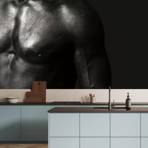 Fototapete Man Brust gemalt in schwarz Briefkasten