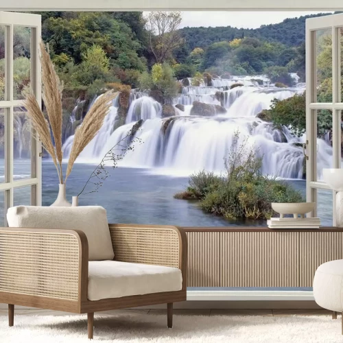 Fototapete Wasserfälle vor dem Fenster