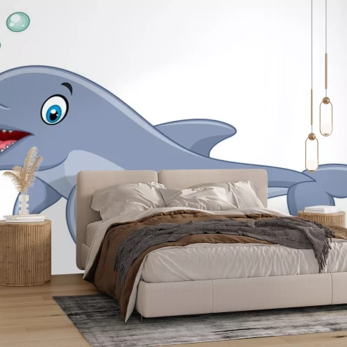 Sticker Cartoon-Delphin lässt Blasen ab