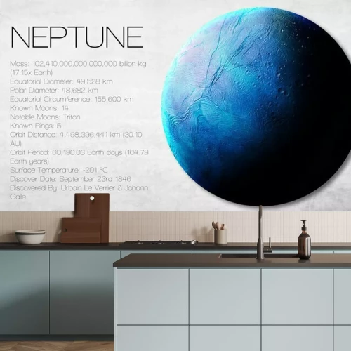 Fototapete Eine Tafel mit Informationen über Neptun