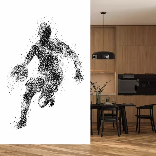Sticker Silhouette eines Basketballspielers aus schwarzen Punkten