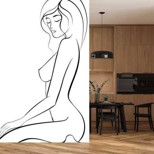 Sticker Frau Körper Skizze sitzen