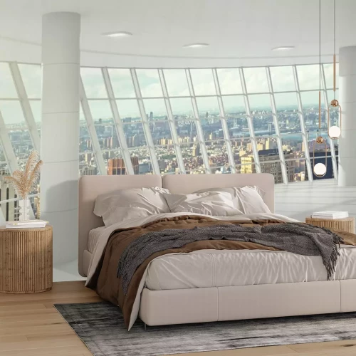 Fototapete Leerer Raum mit Stadtpanorama