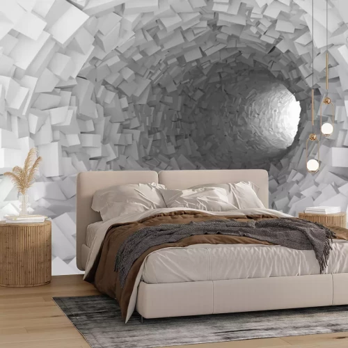 Fototapete 3D-Tunnel mit Würfeln und Rechtecken