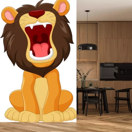 Sticker Cartoon-Löwe mit offenem Maul