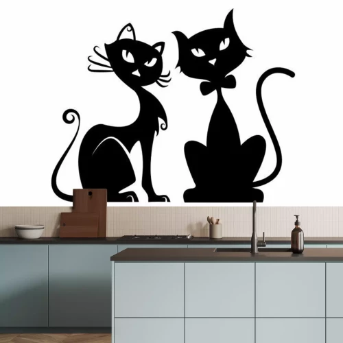 Sticker Schwarze Katzen Silhouette