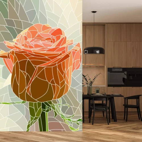 Sticker Vektor-Illustration der Blume rot stieg.