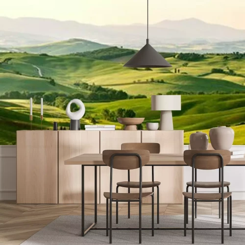 Fototapete Panorama von Wiesen und Feldern