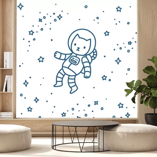 Sticker Katze für Kinder Kosmonaut minimalistische Grafik