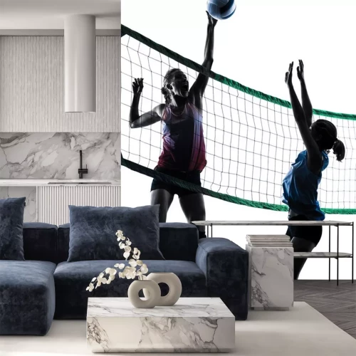 Sticker Frauen-Volleyball-Spieler isoliert Silhouette