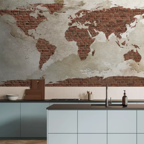 Fototapete Alte Weltkarte aus Backstein
