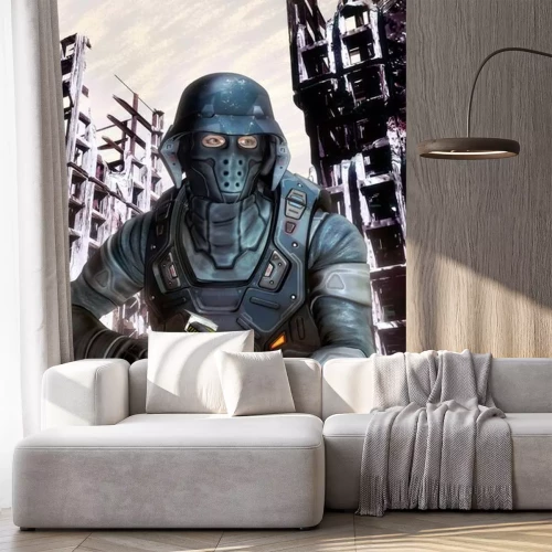 Sticker futuristischer Soldat im Einsatz im Krieg