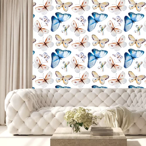 Tapete Zarte Schmetterlinge im Vintage-Stil