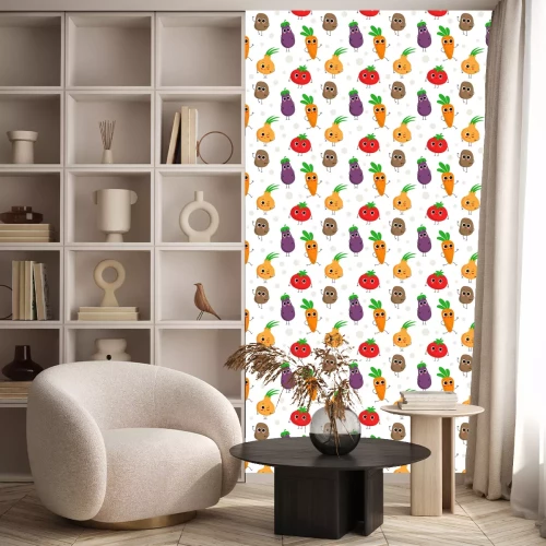 Tapete Buntes Gemüse mit Augen und Beinen