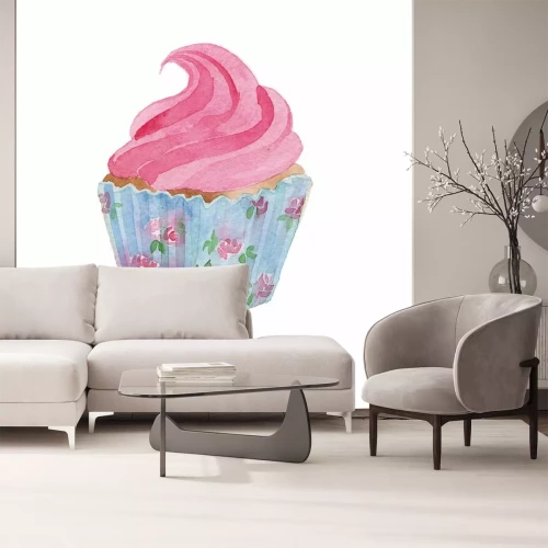 Sticker Muffin mit Creme Zeichnung mit Aquarellfarbe