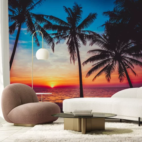 Fototapete Sonnenaufgang unter Palmen