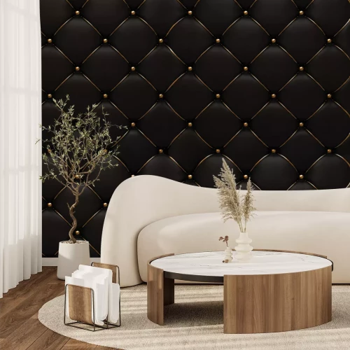 Fototapete Schwarze Gepolsterte Textur mit Gold