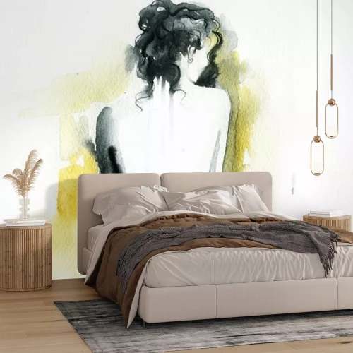 Fototapete Schönes Gesicht. Frau Porträt. Abstrakte Aquarell .fashion Hintergrund