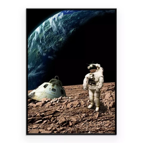 Poster Kosmonaut auf einem fremden, felsigen Planeten