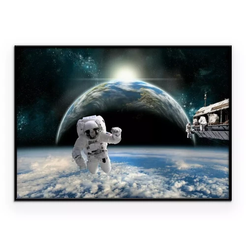 Poster Weltraum mit einem Astronauten und seinem Raumschiff