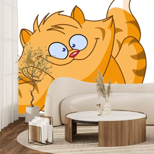 Sticker Katze für Kinder flauschig mit breitem Lächeln