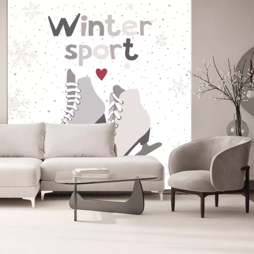 Sticker Winter-Vektor-Karte mit Schlittschuhen