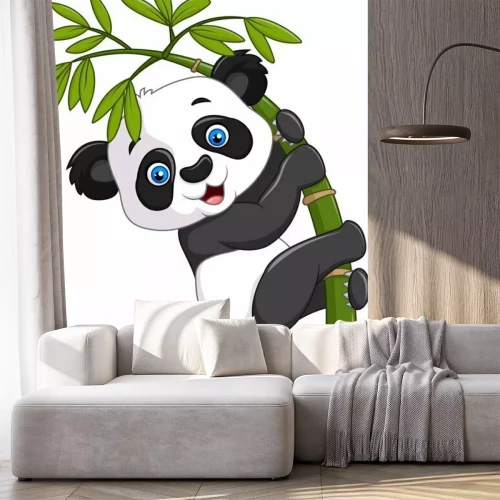 Sticker Panda klettert auf Bambus