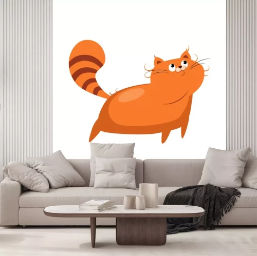 Sticker Katze für Kinder mit gestreifter Schwanzgrafik