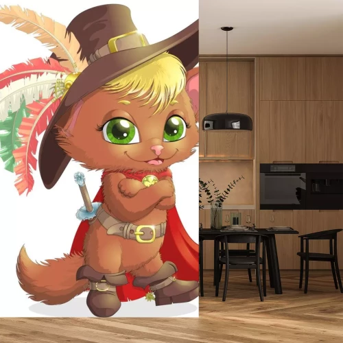 Sticker Katze für Kinder mit Schuhen und Hut mit Federn