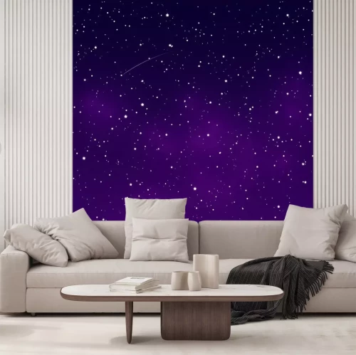 Sticker Weiße Sterne am violetten Nachthimmel