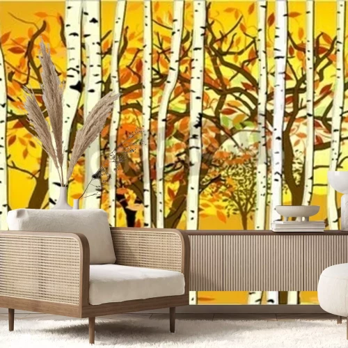 Fototapete Grafische Herbstbirken