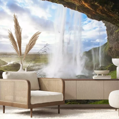 Fototapete Schönen Wasserfall bei Sonnenuntergang