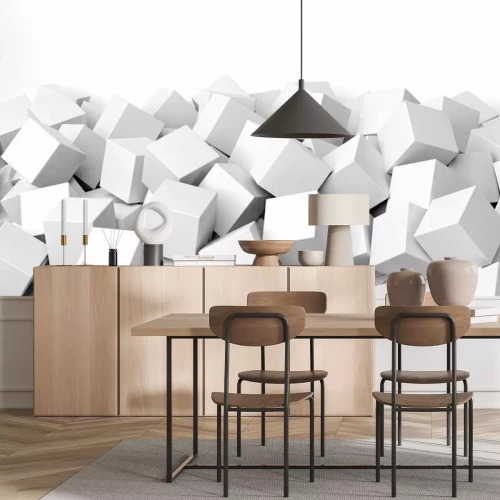 Fototapete Weiße Würfel mit 3D-Illusion