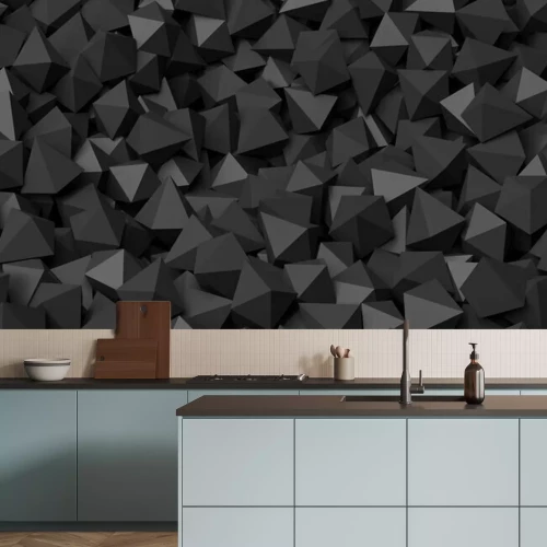 Fototapete Stapel schwarzer Dreiecke 3D