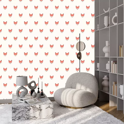 Tapete Köpfe von Füchsen auf Puderhintergrund