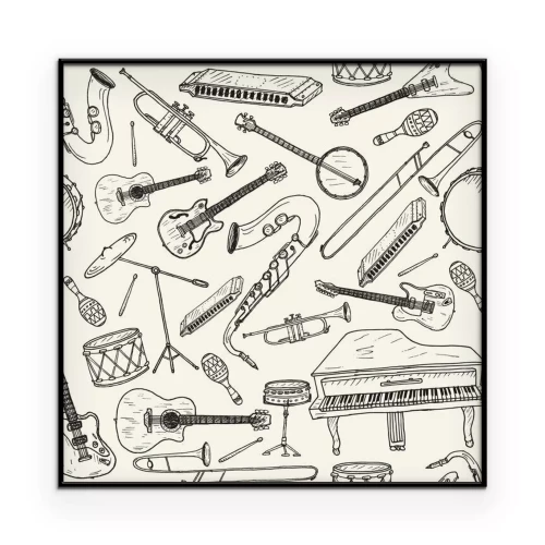 Poster Handgezeichnetes Muster mit Instrumenten