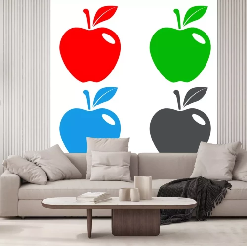 Sticker Vier verschiedenfarbige Äpfel Grafik