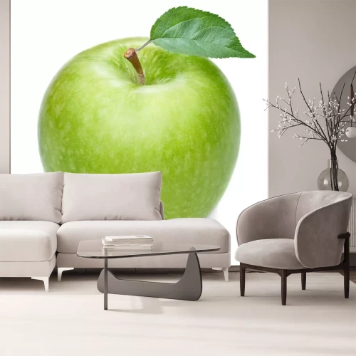 Sticker Grüner Apfel mit Blatt