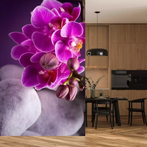 Sticker Orchidee und Steine in weißer Farbe