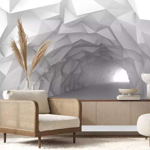 Fototapete Abstraktes Tunnelinneres mit geometrischen Wänden