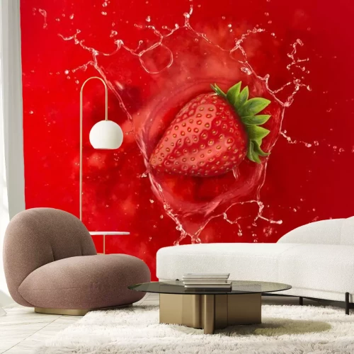 Sticker Erdbeere in einem roten Getränk Foto