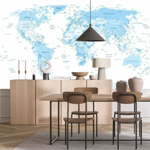 Fototapete Blaue Weltkarte