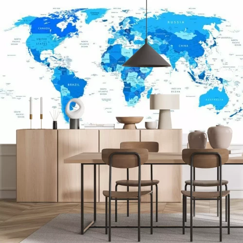 Fototapete Weltkarte in Blautönen